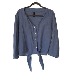 VENTI6 Blue Linen button up